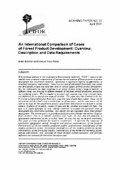 An International Comparison of Cases of Forest Product Development: Overview, Description and Data Requirements