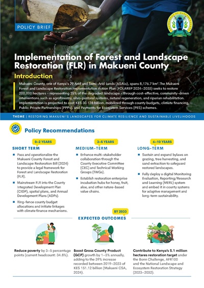 Implementation of Forest and Landscape Restoration (FLR) in Makueni County