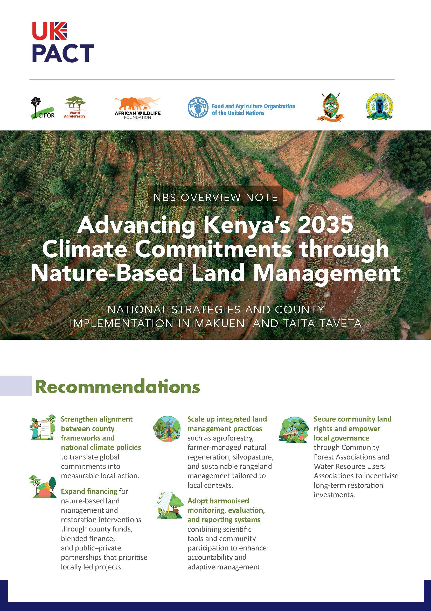 thumbnail of Advancing Kenya’s 2035 Climate Commitments through Nature-Based Land Management: National Strategies and County Implementation in Makueni and
Taita Taveta. NBS Overview Note