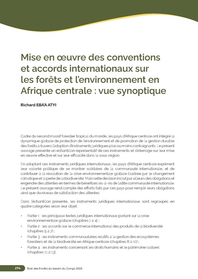 thumbnail of Mise en oeuvre des conventions et accords internationaux sur les forêts et l’environnement en Afrique centrale : vue synoptique