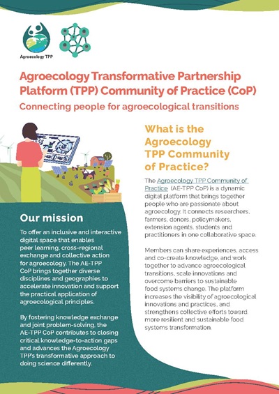 thumbnail of Agroecology Transformative Partnership Platform (TPP) Community of Practice (CoP). Connecting people for agroecological transitions
