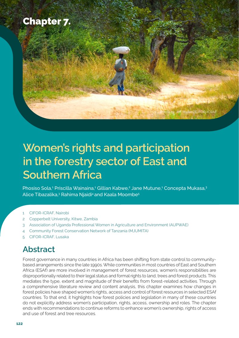 thumbnail of Women’s rights and participation in the forestry sector of East and Southern Africa